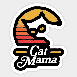 Cat Mama Vintage Eighties Style Cat Retro Distressed Sticker